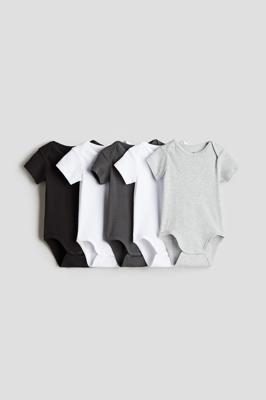 Dark grey/Light grey marl 5-pack cotton bodysuits for kids | H&M GB