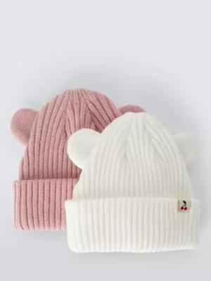 John Lewis Baby Beanie Hats, Pack of 2, Pink