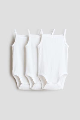 White 3-pack sleeveless bodysuits for kids | H&M GB