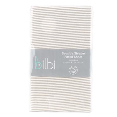 Bilbi Bedside Sleeper Fitted Sheet Taupe Stripe | Baby Bunting AU