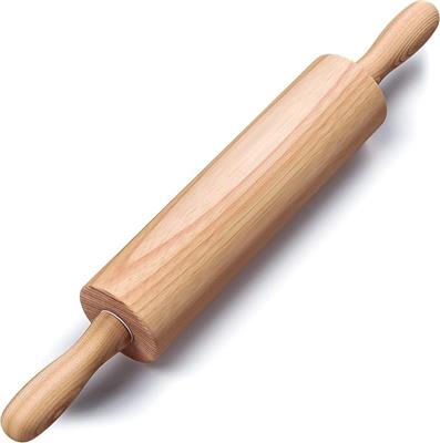 Amazon.com: Wooden Rolling Pin, Beech Wood, 17.6 Dough Roller for Baking | Ergonomic Handles, Nylon Bearings, Baking Pizza, Bread & Cookies, Pasta, Do