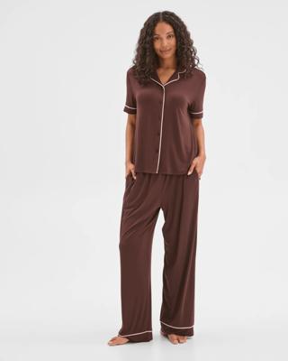 Soft Comfort Bamboo Top and Pants Pyjama Set - Chocolate | Target Australia