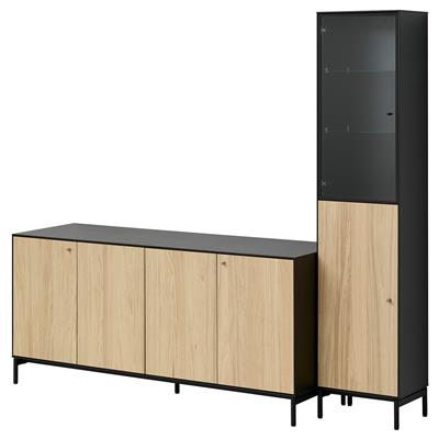 BOASTAD storage combination, black/oak veneer, 797/8x727/8 - IKEA