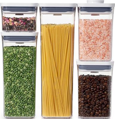 Amazon.com - OXO Good Grips POP Airtight Food Storage Containers for Pantry, 5-Piece Set | Airtight Seal, Push-Button Open and Close, Stackable, Multi