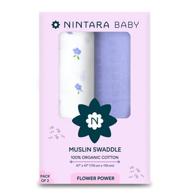 Buy Muslin Baby Swaddle Wrap Extra Large - Flower Power Set of 2 | 100% Organic Cotton | Newborn Baby Gifts Online | Best Swaddle for Babies