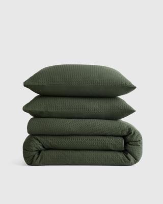 Organic Luxe Waffle Duvet Cover Set in Pine | Quince Canada