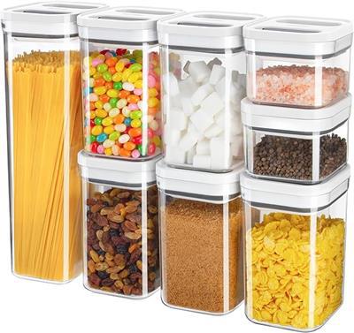 Amazon.com: MR.SIGA 8 Piece Airtight Food Storage Container Set for Pantry Organization | BPA Free, stackable, one-handed kitchen storage containers f