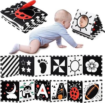 URMYWO Baby Toys, Black and White Sensory Toys Brain Development | Tummy Time Toys, Soft Baby Book, Baby Essentials for Newborn 0-3-6-12 Months Newbor