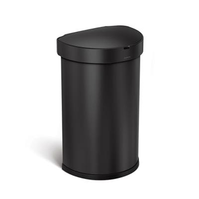 simplehuman Semi-Round Sensor Can, 45L / 12 Gallon Touch-Free Kitchen Trash Can, Adaptive Motion Sensor, Liner Rim, Liner Pocket®, ADA-Compliant, Matt
