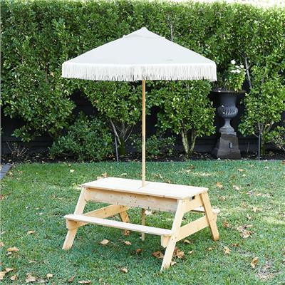 Kids Sand Water / Picnic Table with Tassel Umbrella