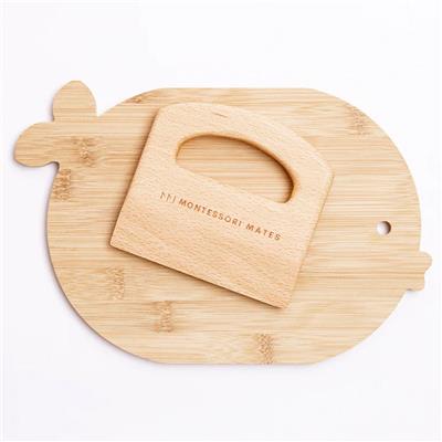 Montessori Mates Wooden Kids Cutting Board   Knife Set