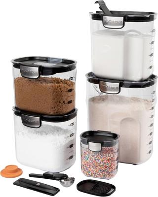 Amazon.com: ProKeeper+ Airtight Food Storage Container Set – Clear Plastic Flour and Sugar Canister Set with Magnetic Accessories for Kitchen Organiza