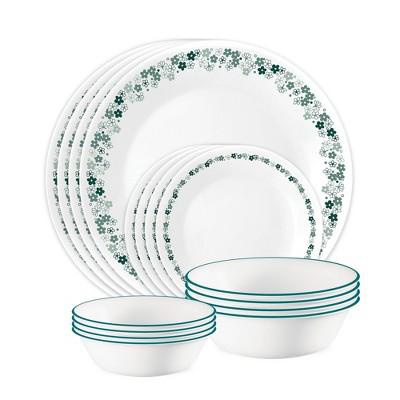 Corelle 16pc Spring Blossom Green Dinnerware Set : Target