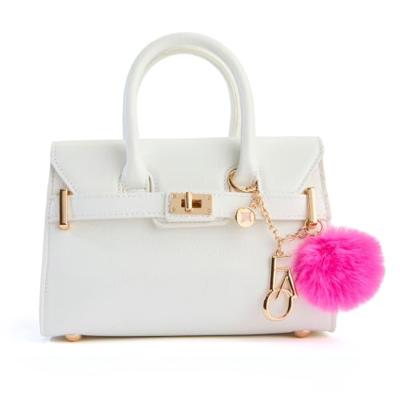 FAO Schwarz Hudson Tote Bag, Kids Purse with Shoulder Strap & Charms | Structured White Handbag, Shoulder Strap, Gold-Tone Hardware, FAO Charms, Dress
