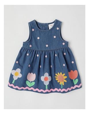 Jack & Milly Ella Dress Set with Embroidery On Hem in Denim | MYER