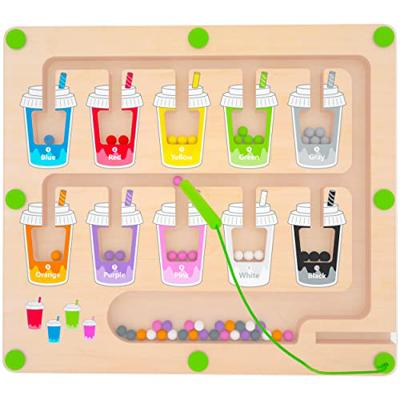 MTYOKILN Magnetic Color and Number Maze, Montessori Wooden Magnet Puzzle Game Board for Toddlers, Learning & Education Toys for Preschoolers, Fine Mot