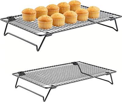 Amazon.com: Cooling Racks for Cooking and Baking, Cookie Cooling Rack, 2-Pack with Sizes 16.93X11.02X3.15 Inches & 13.4x9.4x2.36 Inches, Sturdy Baking