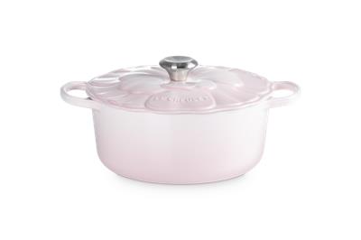 Le Creuset Cast Iron Signature Petal Round Casserole 26cm Shell Pink