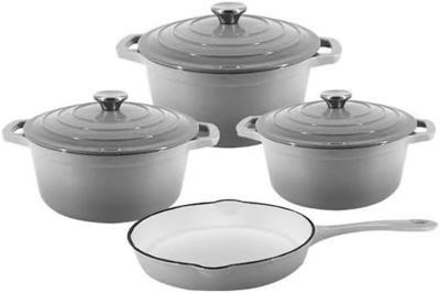 Chefs Choice 7-Piece Cast Iron Cookware Set – Enamel Coated Dutch Ovens and Skillet – Nonstick, Oven Safe Pots and Pans with Lids for Baking, Frying,