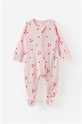 Baby Pink Littlie Organic Long Sleeve Zip Romper | Cotton On Kids Australia