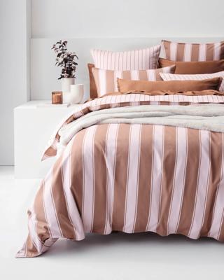 Rayne Stripe Quilt Cover Set - Mocha/Lilac | Target Australia