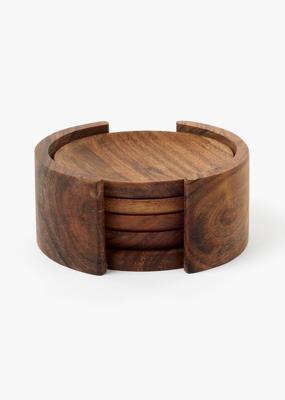 Acacia Wood Coasters with Stand 4 Pack | Woolworths.co.za