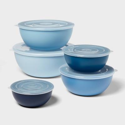 10pc Plastic Mixing Bowl Set with Lids Blue - Room Essentials™ : Target