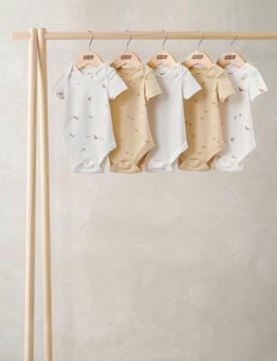 5 Pack Pure Cotton Bodysuits (0-24 Months) by Mamas & Papas at M&S