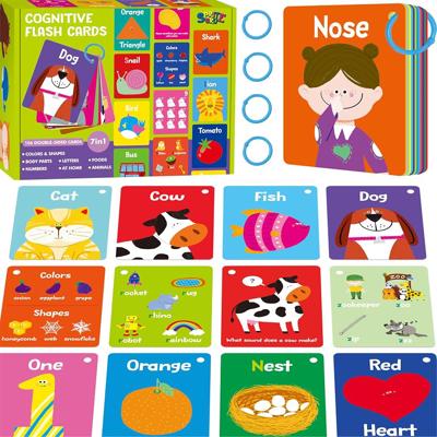 110 PCS Early Learning Flashcards, Double Sided Cards- Alphabet, Numbers, Foods, Animals, Shapes, Colors, Home Object with 4 Reclosable Rings, Learnin