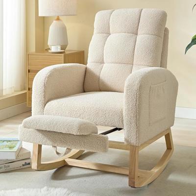 Amazon.com: NIOIIKIT Modern Nursery Rocking Chair, Teddy Upholstered Rocking Chair with Footrest, Comfortable Rocker Glider with Side Pocket, Rocker G