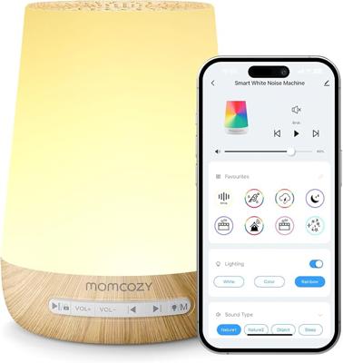 Amazon.com: Momcozy Smart Baby White Noise Sound Machine with App Control & Night Light | Toddler Sleep Trainer with 34 Soothing Sounds, Timer, Custom