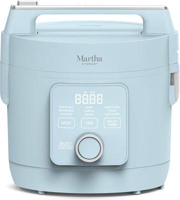 Amazon.com: Martha Stewart 8 Cup Cooked (4 Cup Uncooked) Rice Cooker & Steamer, Linen | PFAS-Free Ceramic Nonstick Removable Pot, 9 Modes, Keep Warm,