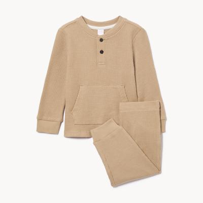 Baby Boys Waffle Knit Henley Set in Beige from Joe Fresh