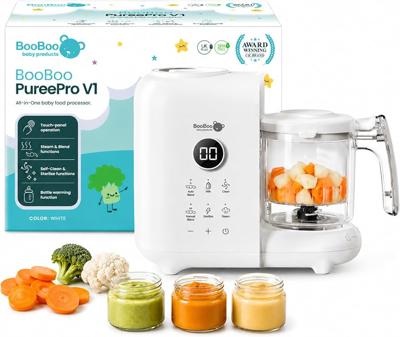 BooBoo Baby PuréePro V1 5-in-1 Baby Food Maker, Steamer and Blender | Purée Maker Baby Food Processor with Bottle Warmer, Steriliser and Self-Cleaning