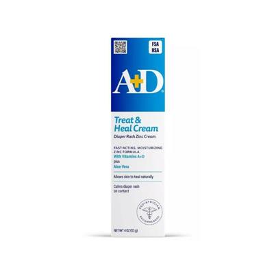 A D - Zinc Oxide Diaper Rash Treatment Cream, Easy Spreading Baby Skin Care, 4 Oz