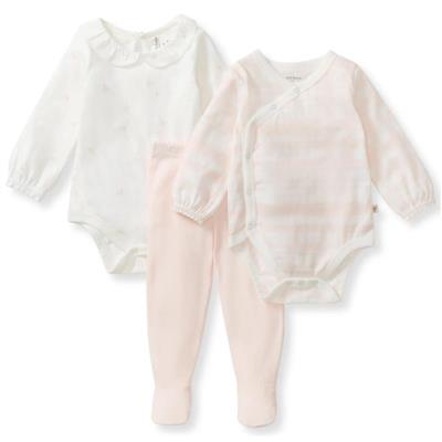 Burts Bees 3Pk Origami Baby Girl Bodysuit & Pants Set