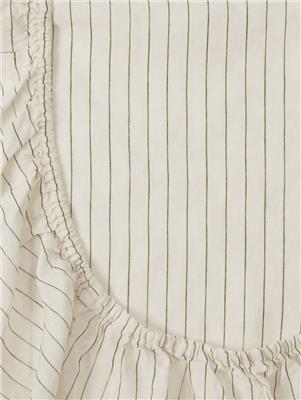 Linen Cot Sheet - Olive Pencil Striped