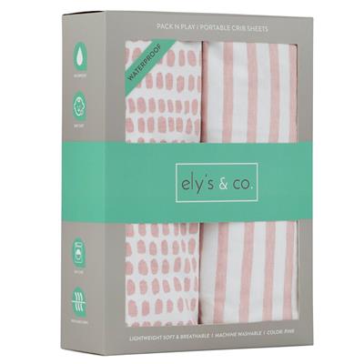 Elys & Co. Waterproof Pack n Play - Mini Crib Sheet Set - 2 Pack - 38 x 24