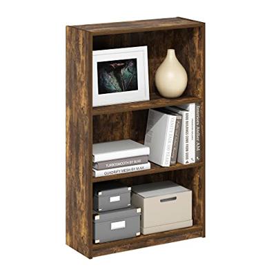 Furinno JAYA Book Shelf, 3-Tier Bookshelf, Bookcase with Adjustable Shelves, 9.5 x 24.5 x 40.3, for Organization and Storage, for Living Room, Bedroom