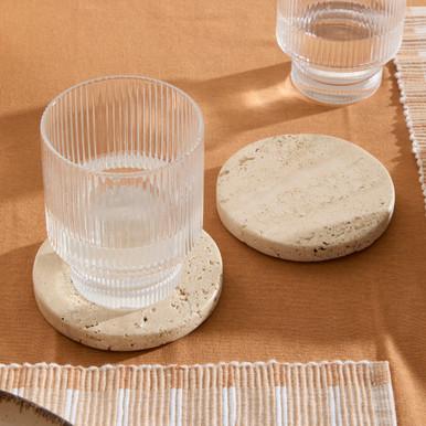 Travertine Marble Coaster Set of 2 - Pillow Talk