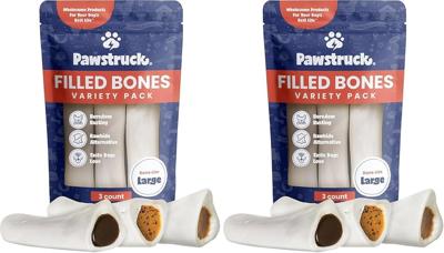 Amazon.com : Pawstruck Large Filled Bones Variety Pack, Beef Femur Dog Chew, 3 Pack | Long Lasting Dog Chew with Peanut Butter, Cheese n Bacon, Beef