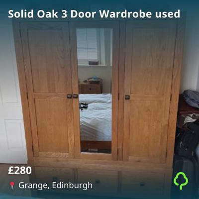 Solid Oak 3 Door Wardrobe