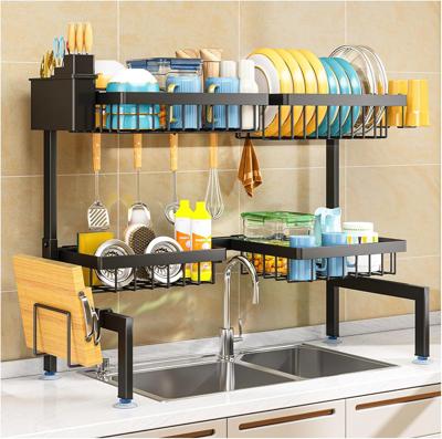 PurKeep Over the Sink Dish Drying Rack 2-Tier Expandable 24.8-35.4 | 4 Basket, Metal Hook,Countertop Drainer, Space Saving Storage,Black : Amazon.co.