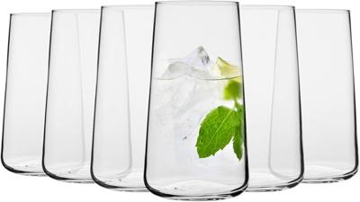 Krosno Highball Glasses Set of 6, 600 ml, Infinity Collection | Tall drinking glass, cocktails, water, juice, lemonade, long drink, Lead-Free Crystal,