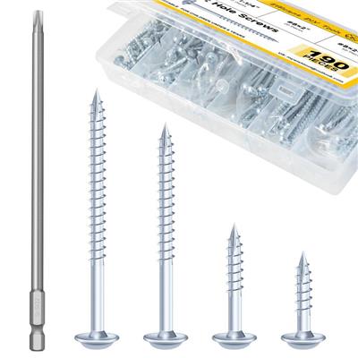 MYWISH #8 x 1 in. to 2-1/2 in. Square Washer Head Pocket-Hole Wood Screw Kit (190-Pack) SF-TZ00115 - The Home Depot