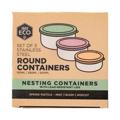 Ever Eco Stainless Steel Round Food Containers Set of 3 | BPA-Free - Go For Zero
