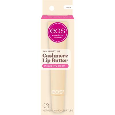 eos Cashmere Lip Butter, Strawberry Dream, Smooth & Hydrating Lip Butter with Peptides, 0.35 fl oz - Walmart.com