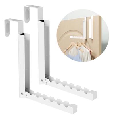 BAKON Over The Door Hanger Folding Clothes Drying Rack, Folding Hanging Coat Rack for Indoor Laundry Room Compact Small Space Foldable Portable Clothi