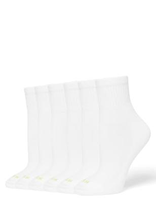 HUE Mini Crew Socks for Women, 6-Pack, White, One Size