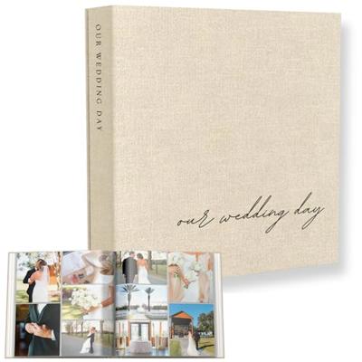 Wedding Photo Album for 400 4x6 Pictures - Large Linen Picture Scrapbook
